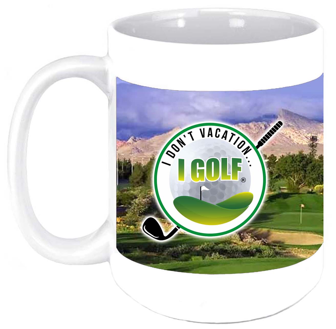 11 oz "Golf" Ceramic Coffee Cup w/Wrapped Image