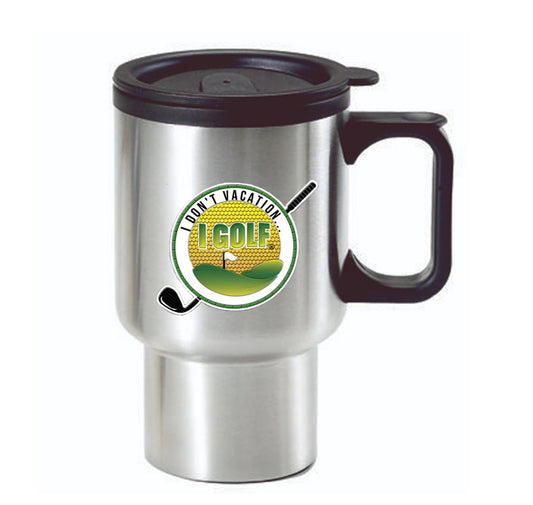 16 oz "Golf" Stainless Steel Travel Mug w/Handle Logo 2