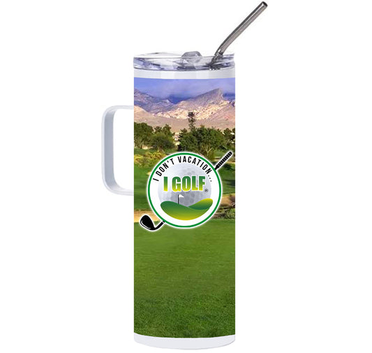 20 oz "Golf" Skinny Insulated Tumbler w/Handle Logo-Wrap