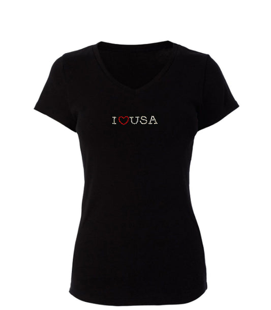 Kavio Bling I LOVE USA Black Shirt