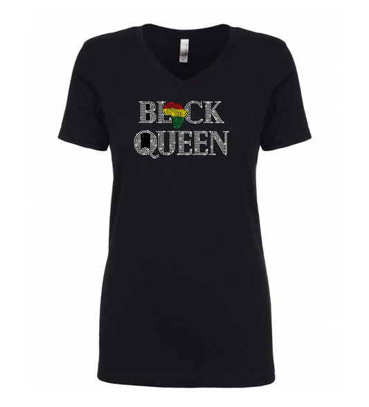 Black Queen Bling Vneck...Fun T-Shirts