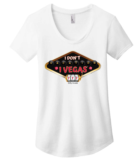 Las Vegas White scoop neck T-shirt, Logo 1