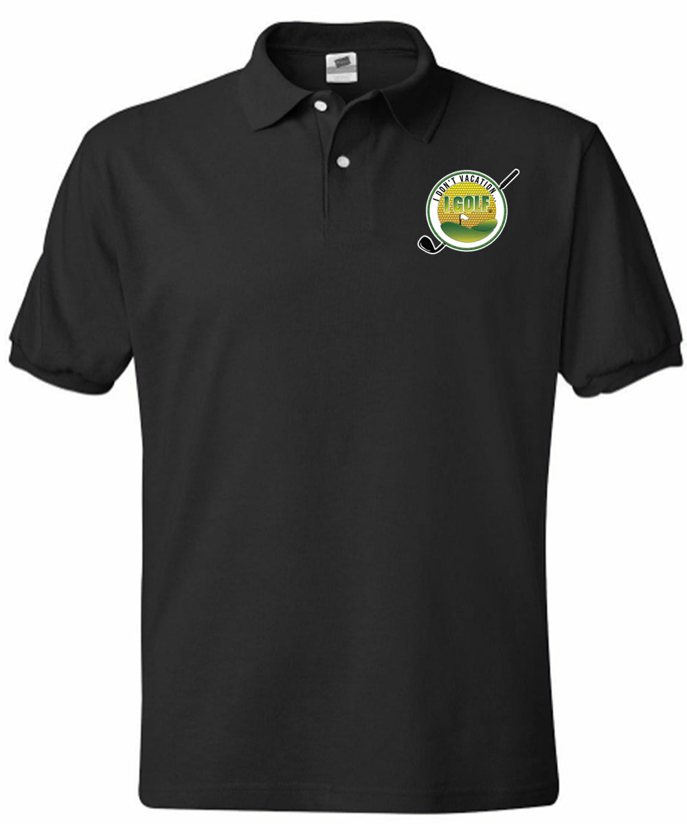 Hanes Black Golf Polo Shirt w/Logo 2